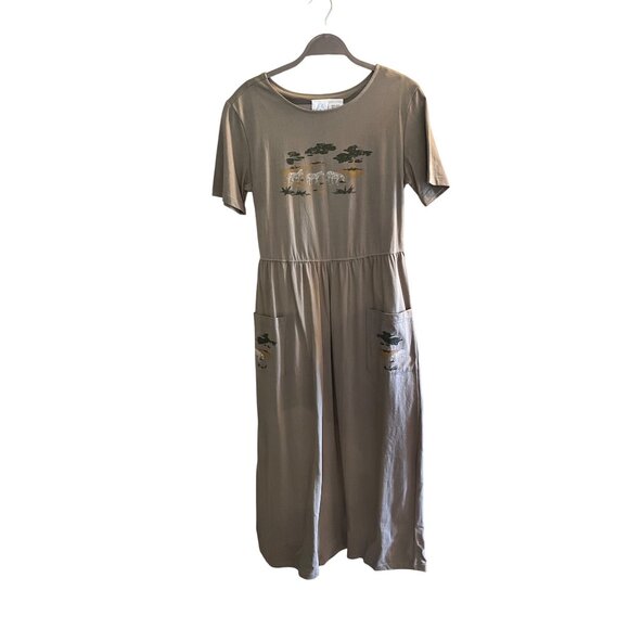 RARE! Vintage NWT Bobbie Brooks Women Sage maxi Dress S 100% Cotton With Pockets - Picture 1 of 11